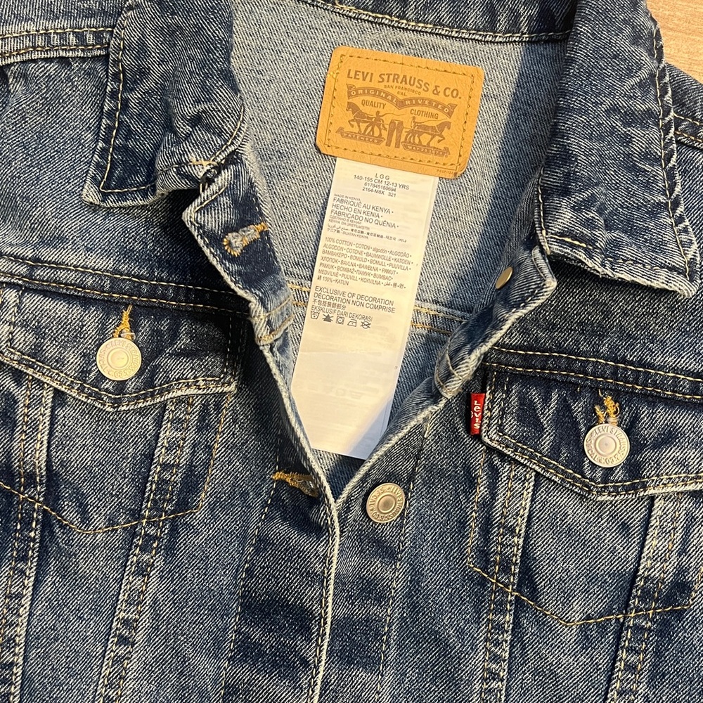Levi's Blue Denim Jacket Kids Sz Large - Picture 3 of 5